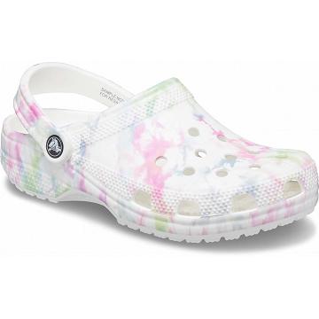 Crocs Classic Bleach Dye Men's Clogs White / Multi | Australia 0790PJJQ